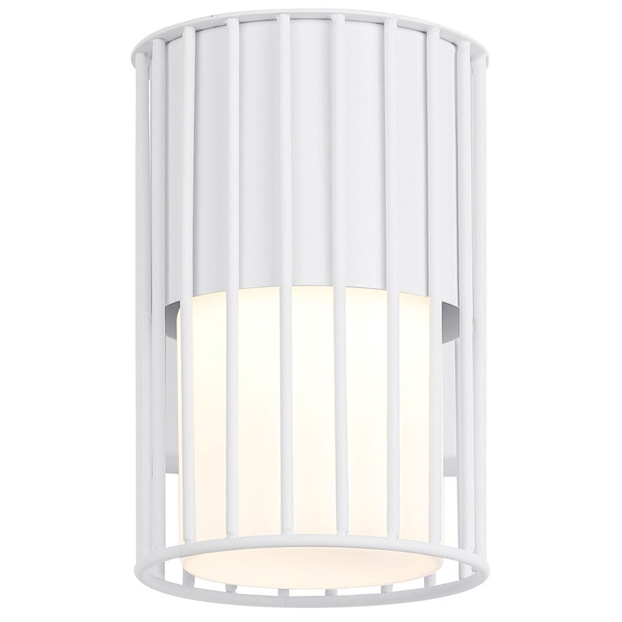 Canarm Javon 7in 1-Light Outdoor Wall Lantern | White Metal and Opal Glass | Entryway & Patio | 4.75 x 7 x 7 in | Model LOL650WH