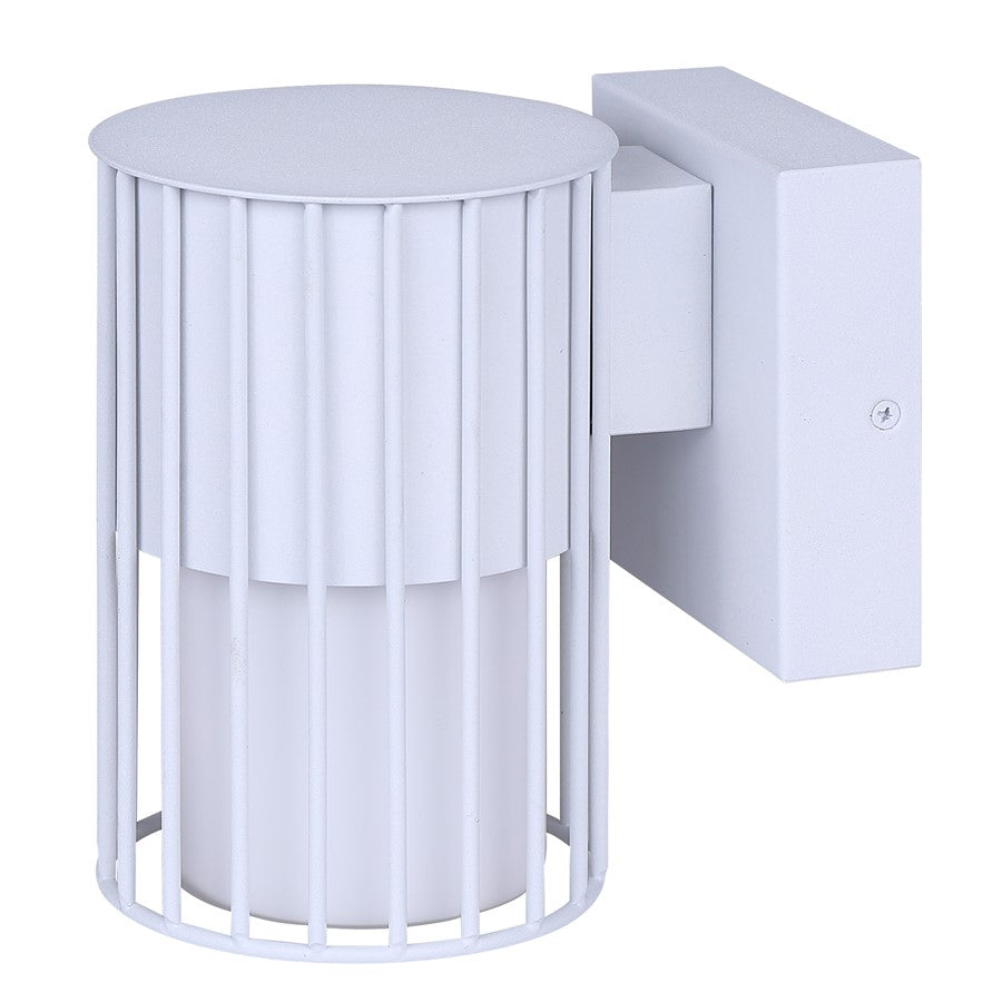 Canarm Javon 7in 1-Light Outdoor Wall Lantern | White Metal and Opal Glass | Entryway & Patio | 4.75 x 7 x 7 in | Model LOL650WH