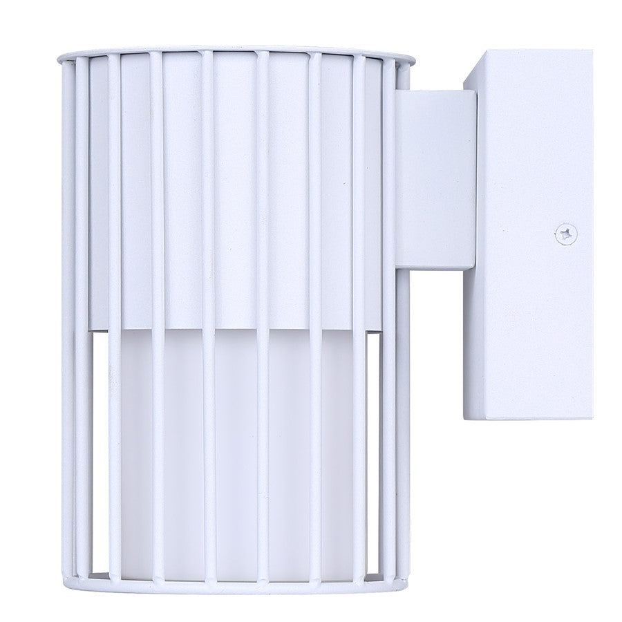 Canarm Javon 7in 1-Light Outdoor Wall Lantern | White Metal and Opal Glass | Entryway & Patio | 4.75 x 7 x 7 in | Model LOL650WH