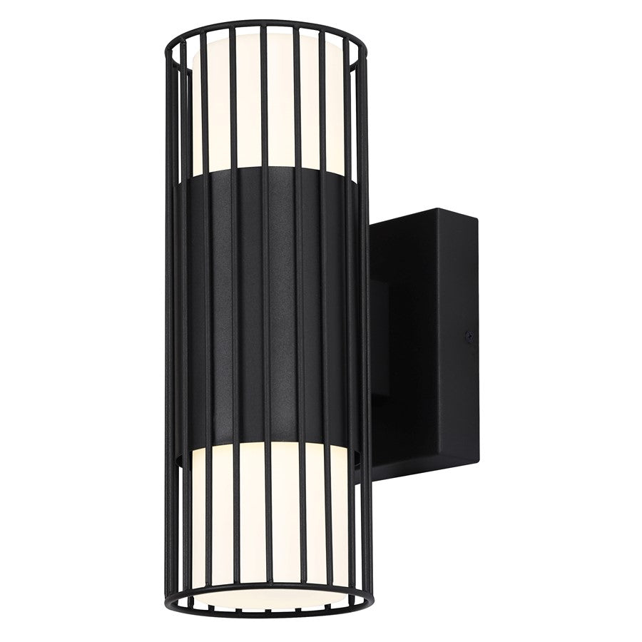 Canarm Javon 7in 1-Light LED Outdoor Wall Lantern | Sand Black and Flat Opal Glass | Porch & Entryway | 7 x 4 x 13 in, Wet Rated | Model LOL651BK
