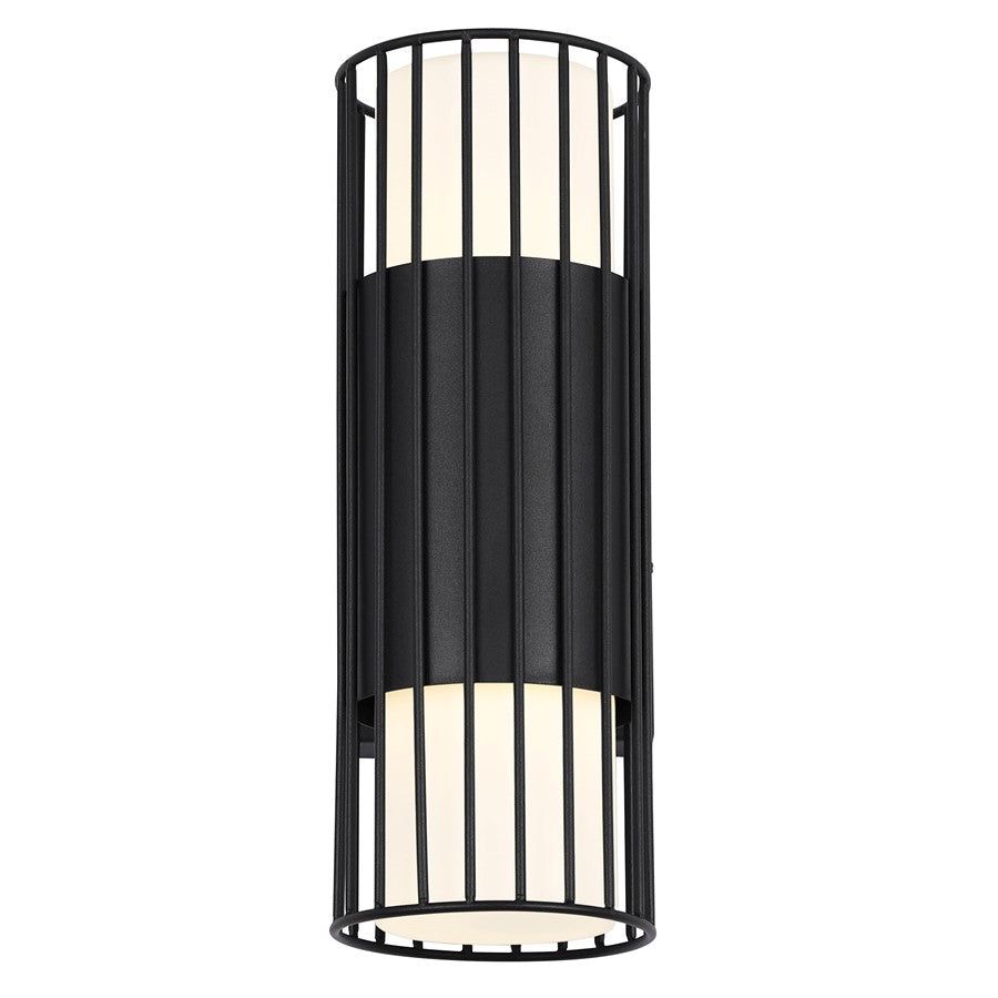 Canarm Javon 7in 1-Light LED Outdoor Wall Lantern | Sand Black and Flat Opal Glass | Porch & Entryway | 7 x 4 x 13 in, Wet Rated | Model LOL651BK