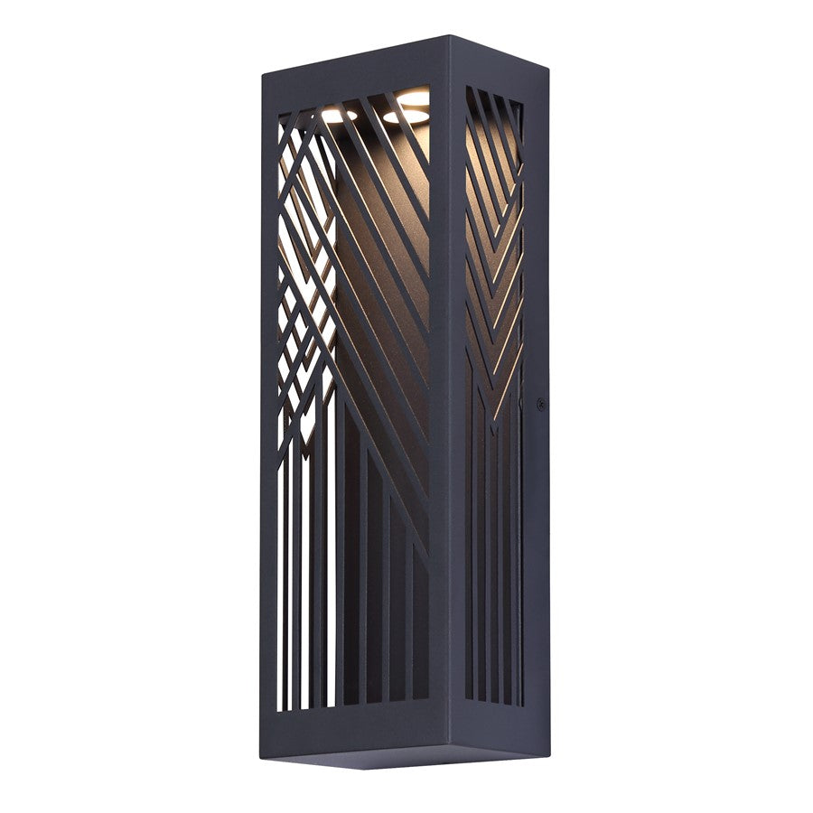 Canarm Zene 4in 1-Light LED Outdoor Wall Lantern | Sand Black and Geometric Cut-Outs | Porch & Entryway | 4 x 3 x 13 in, Wet Rated | Model LOL659BK