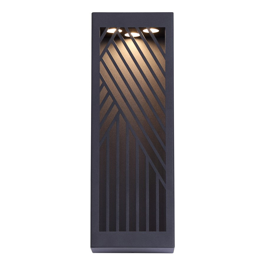 Canarm Zene 4in 1-Light LED Outdoor Wall Lantern | Sand Black and Geometric Cut-Outs | Porch & Entryway | 4 x 3 x 13 in, Wet Rated | Model LOL659BK