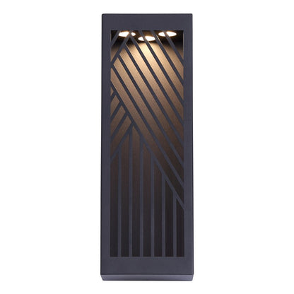 Canarm Zene 4in 1-Light LED Outdoor Wall Lantern | Sand Black and Geometric Cut-Outs | Porch & Entryway | 4 x 3 x 13 in, Wet Rated | Model LOL659BK