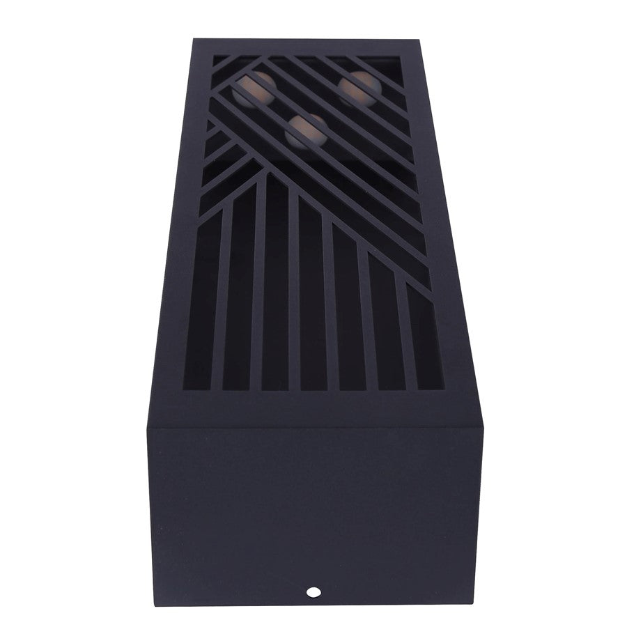 Canarm Zene 4in 1-Light LED Outdoor Wall Lantern | Sand Black and Geometric Cut-Outs | Porch & Entryway | 4 x 3 x 13 in, Wet Rated | Model LOL659BK