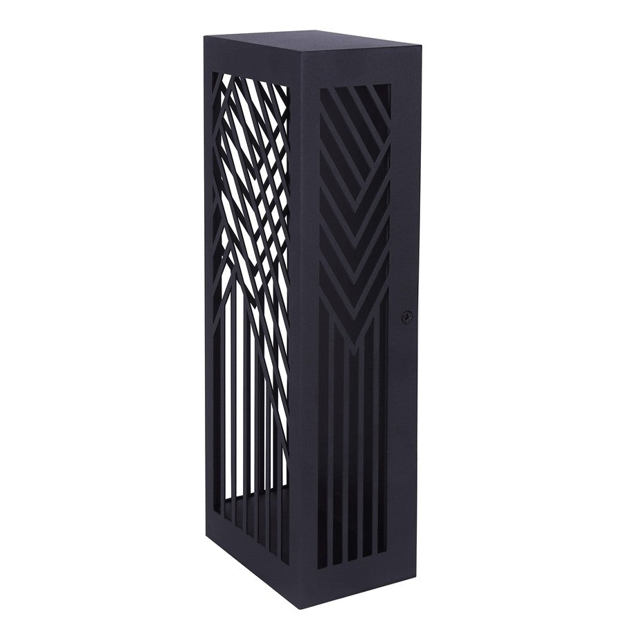 Canarm Zene 4in 1-Light LED Outdoor Wall Lantern | Sand Black and Geometric Cut-Outs | Porch & Entryway | 4 x 3 x 13 in, Wet Rated | Model LOL659BK
