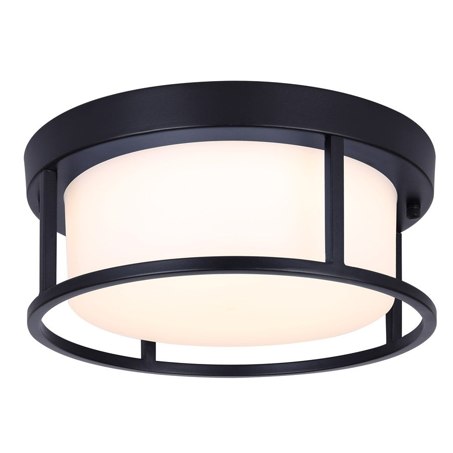 Canarm Vero 12in Outdoor Flush Mount | Modern Black Metal | Patio & Entryway | 12 x 12 x 5 in | Model LOL673BK