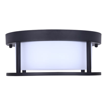 Canarm Vero 12in Outdoor Flush Mount | Modern Black Metal | Patio & Entryway | 12 x 12 x 5 in | Model LOL673BK