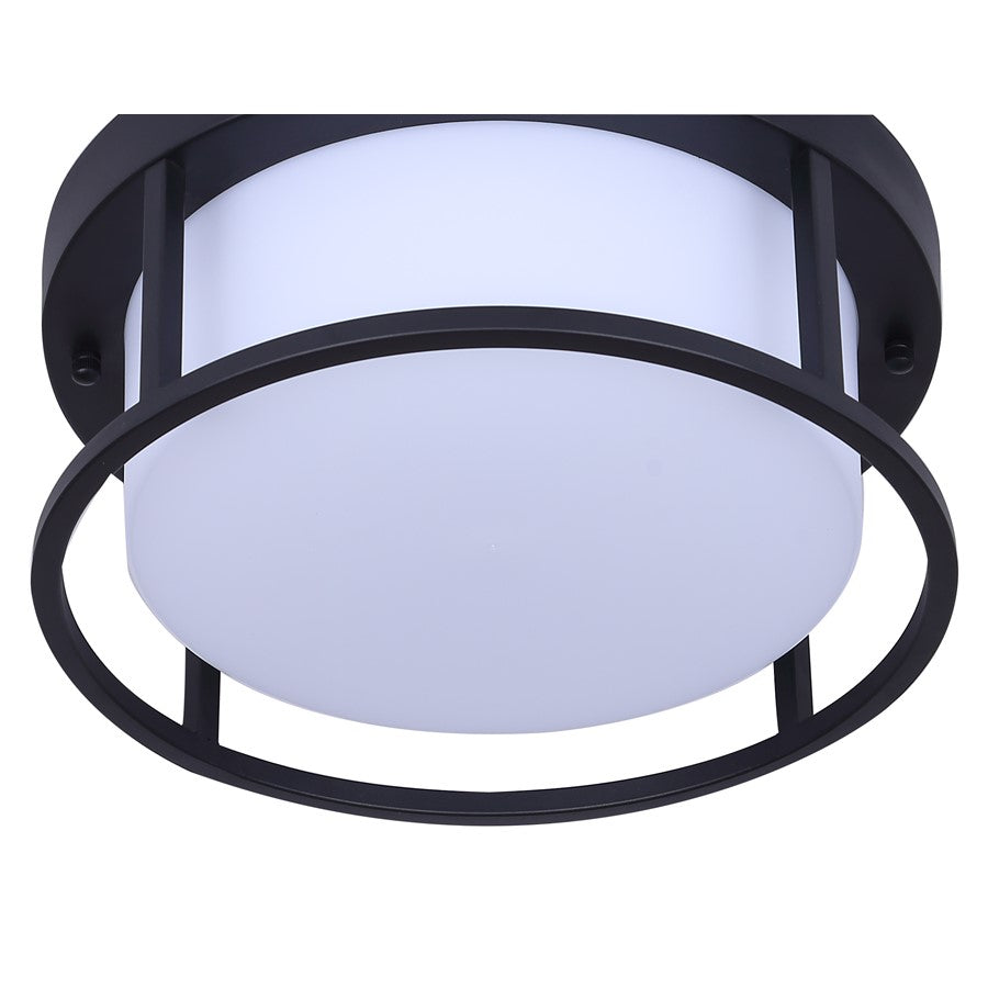 Canarm Vero 12in Outdoor Flush Mount | Modern Black Metal | Patio & Entryway | 12 x 12 x 5 in | Model LOL673BK