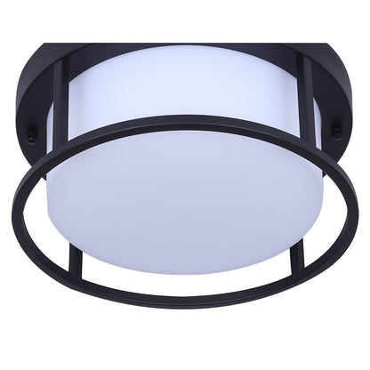 Canarm Vero 12in Outdoor Flush Mount | Modern Black Metal | Patio & Entryway | 12 x 12 x 5 in | Model LOL673BK