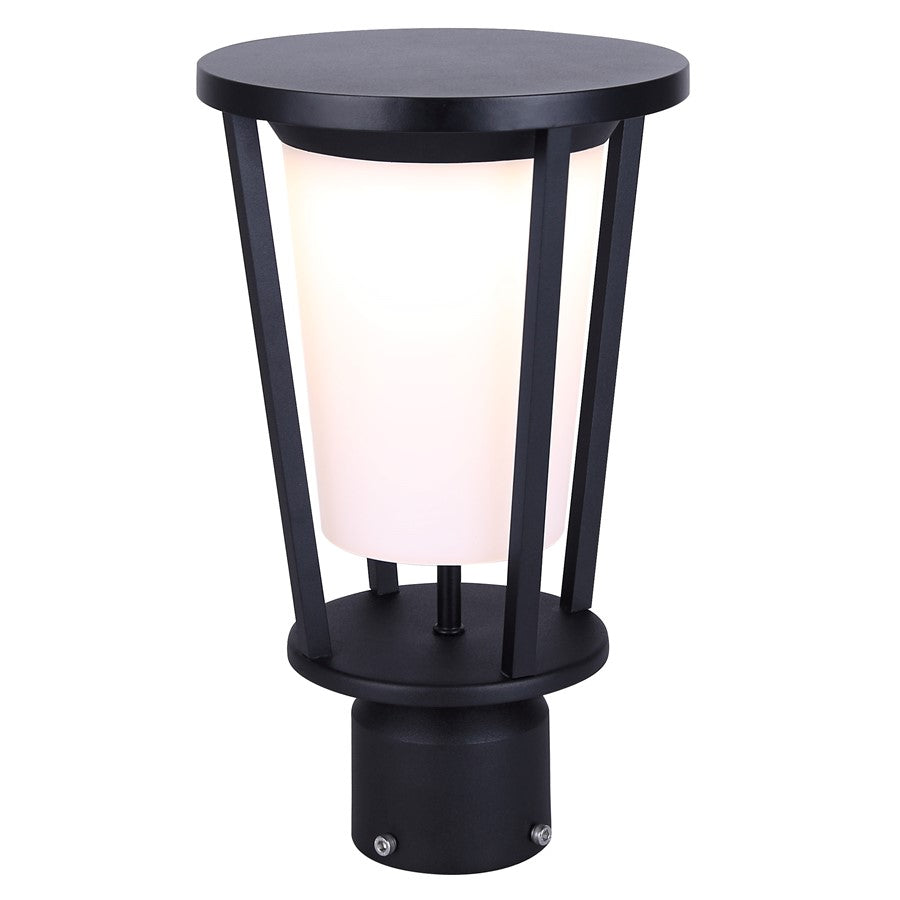 Canarm Vero 1-Light Outdoor Post Light Topper | Modern Black Metal & Acrylic | Driveway & Patio | 7 x 7 x 12 in | Model LOL675BK