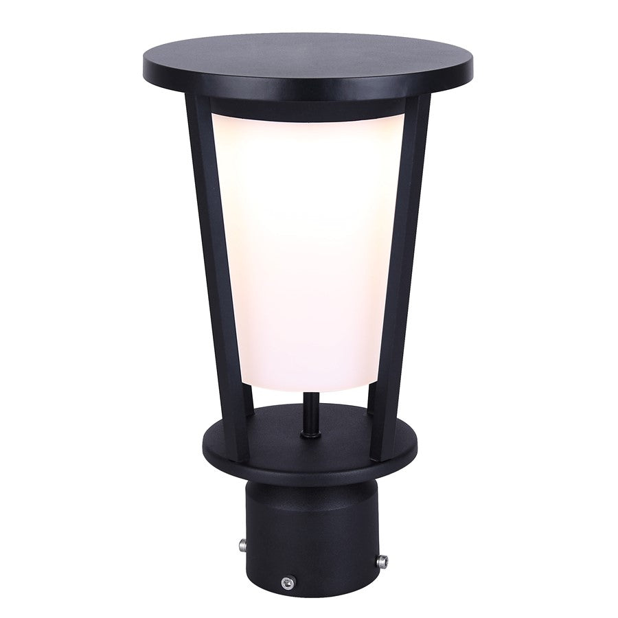 Canarm Vero 1-Light Outdoor Post Light Topper | Modern Black Metal & Acrylic | Driveway & Patio | 7 x 7 x 12 in | Model LOL675BK
