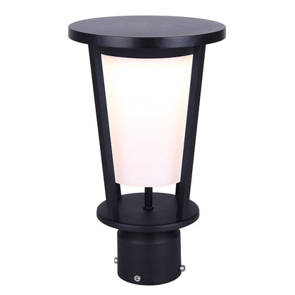 Canarm Vero 1-Light Outdoor Post Light Topper | Modern Black Metal & Acrylic | Driveway & Patio | 7 x 7 x 12 in | Model LOL675BK