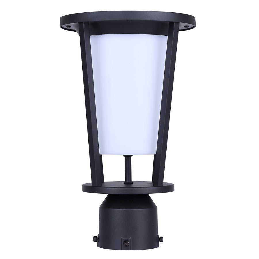 Canarm Vero 1-Light Outdoor Post Light Topper | Modern Black Metal & Acrylic | Driveway & Patio | 7 x 7 x 12 in | Model LOL675BK