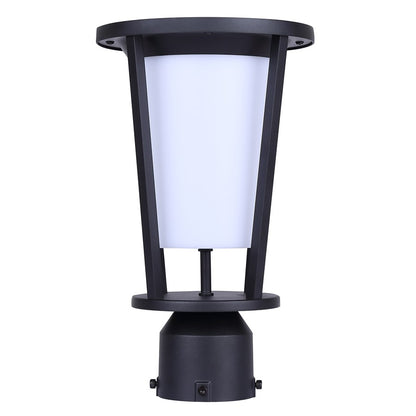 Canarm Vero 1-Light Outdoor Post Light Topper | Modern Black Metal & Acrylic | Driveway & Patio | 7 x 7 x 12 in | Model LOL675BK