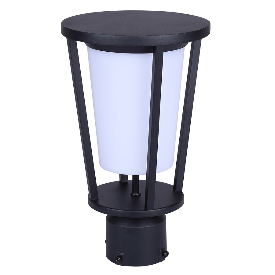 Canarm Vero 1-Light Outdoor Post Light Topper | Modern Black Metal & Acrylic | Driveway & Patio | 7 x 7 x 12 in | Model LOL675BK