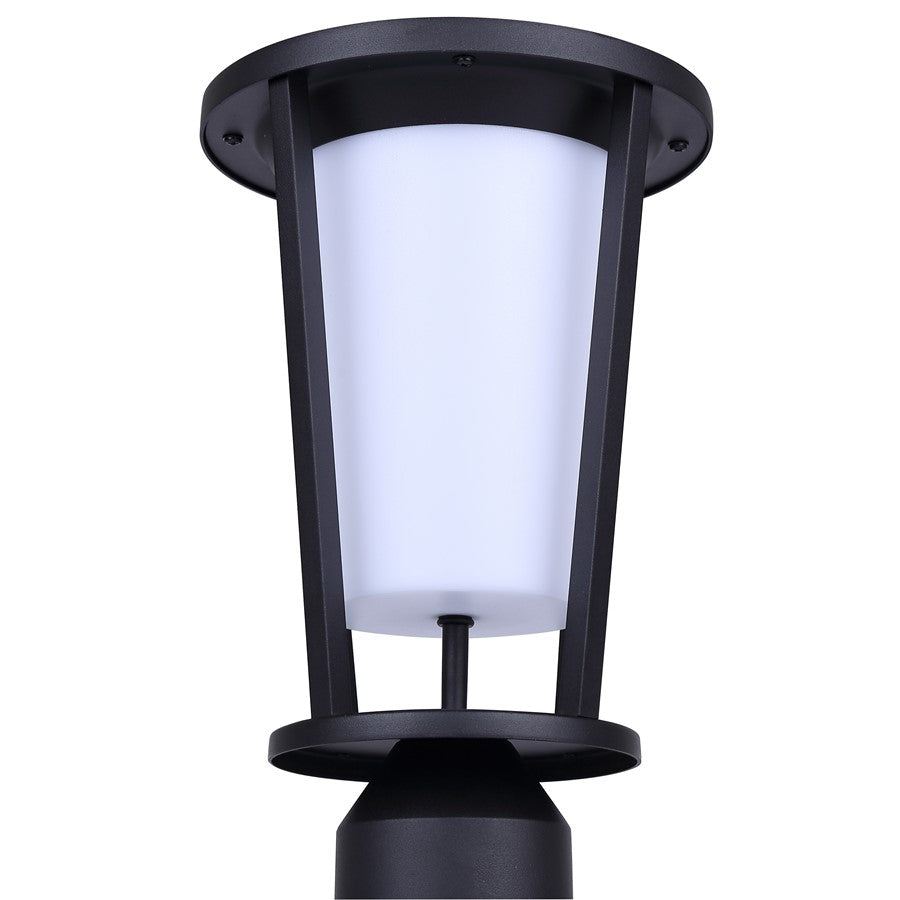 Canarm Vero 1-Light Outdoor Post Light Topper | Modern Black Metal & Acrylic | Driveway & Patio | 7 x 7 x 12 in | Model LOL675BK