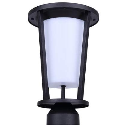 Canarm Vero 1-Light Outdoor Post Light Topper | Modern Black Metal & Acrylic | Driveway & Patio | 7 x 7 x 12 in | Model LOL675BK