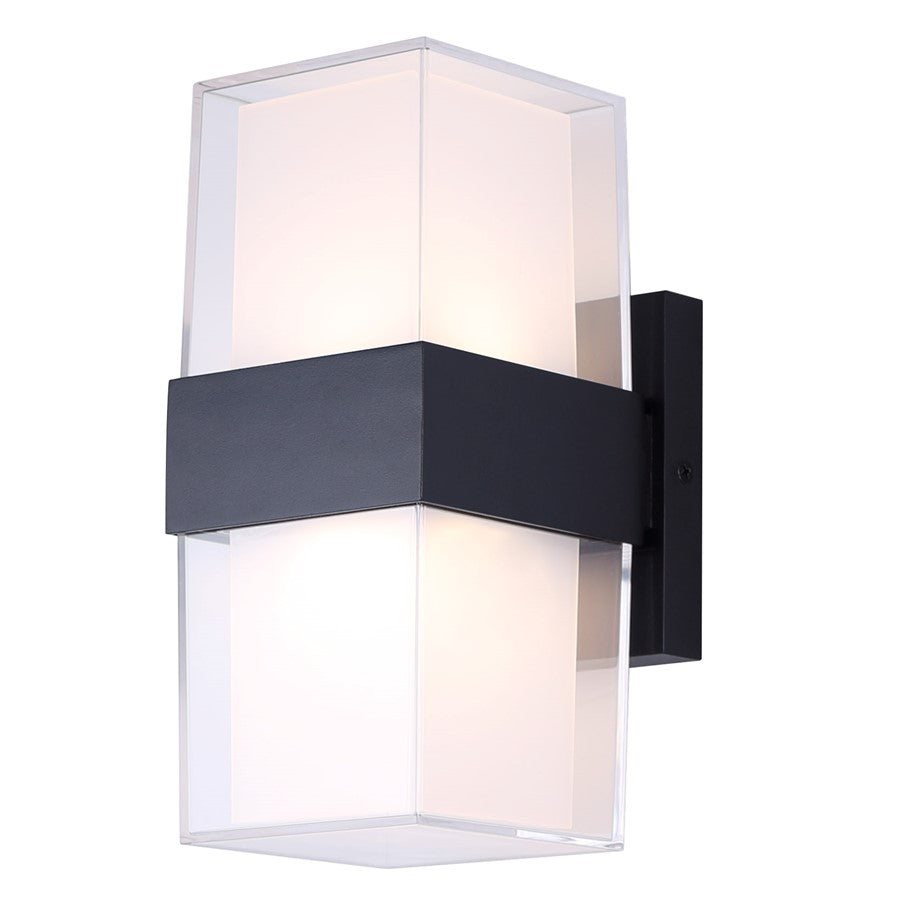 Canarm Axl 1-Light Outdoor Up & Down Wall Light | Modern Black Metal | Entryway & Patio | 4 x 4 x 9 in | Model LOL676BK