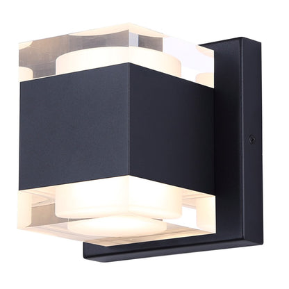 Canarm Valo 6in 1-Light Outdoor Wall Lantern | Modern Black and Clear Acrylic | Patios & Entryways | 6 x 5 x 6 in | Model LOL677BK