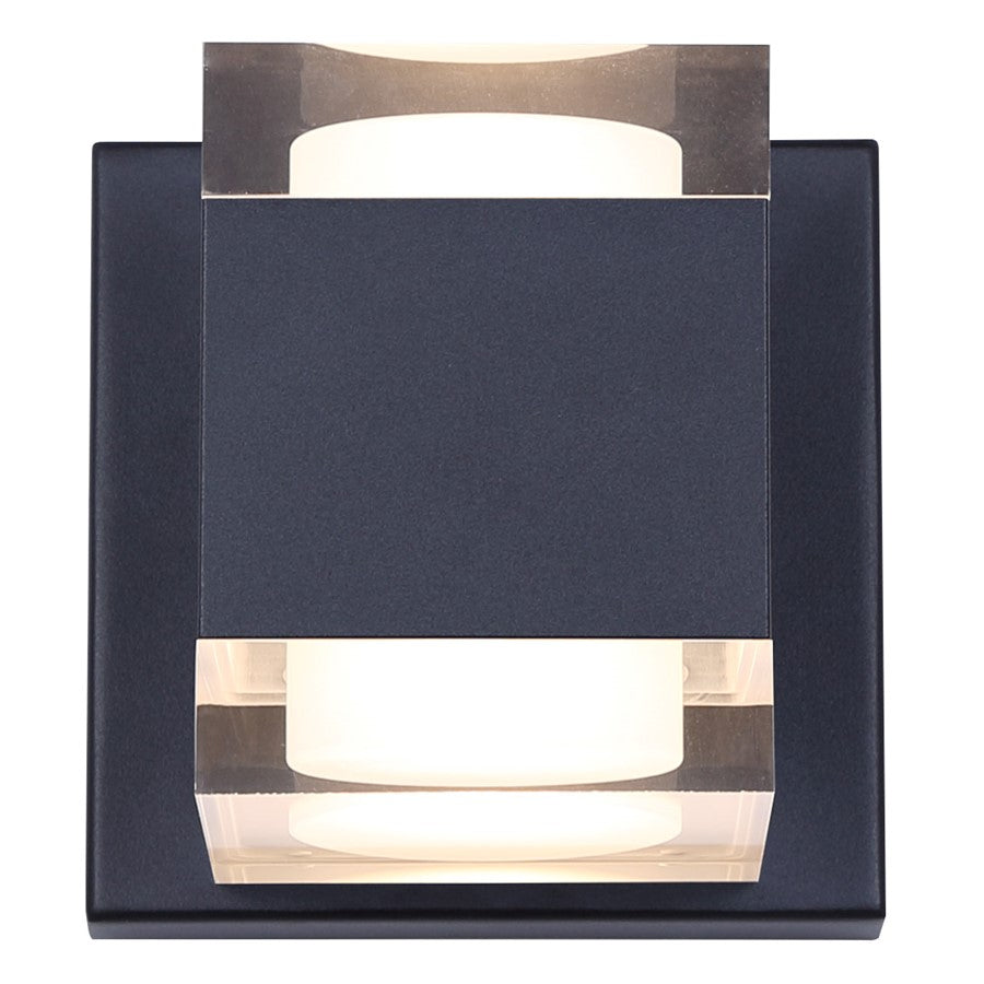Canarm Valo 6in 1-Light Outdoor Wall Lantern | Modern Black and Clear Acrylic | Patios & Entryways | 6 x 5 x 6 in | Model LOL677BK