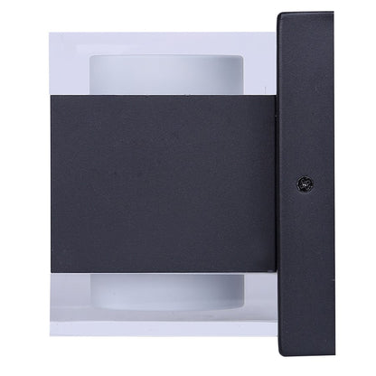 Canarm Valo 6in 1-Light Outdoor Wall Lantern | Modern Black and Clear Acrylic | Patios & Entryways | 6 x 5 x 6 in | Model LOL677BK