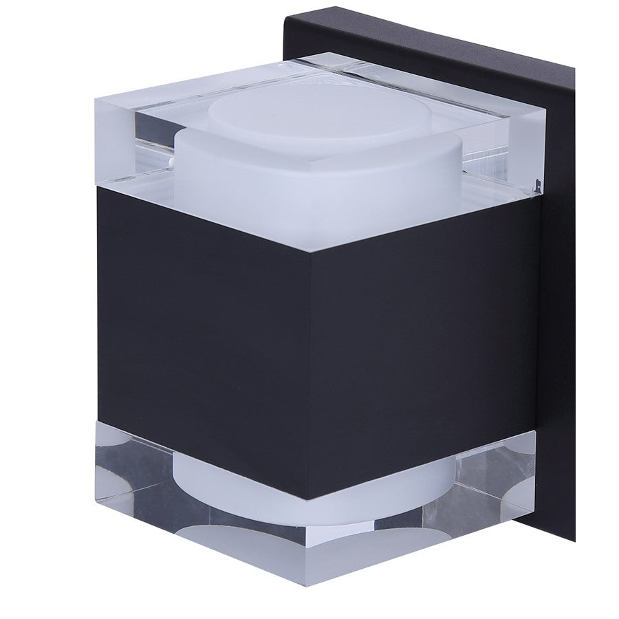 Canarm Valo 6in 1-Light Outdoor Wall Lantern | Modern Black and Clear Acrylic | Patios & Entryways | 6 x 5 x 6 in | Model LOL677BK