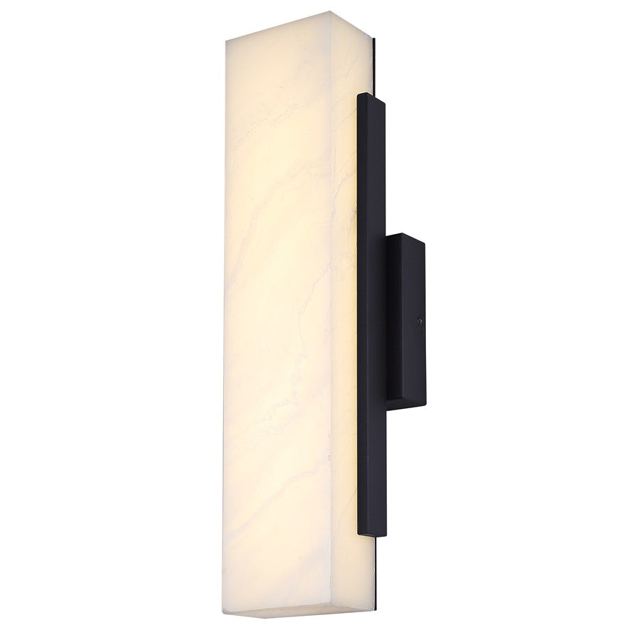 Canarm Cam 6in 1-Light Outdoor Wall Lantern | Modern Black Steel and Marbled Resin | Patios & Entryways | 6 x 4.75 x 17.75 in | Model LOL727BK