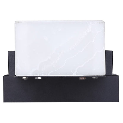Canarm Cam 6in 1-Light Outdoor Wall Lantern | Modern Black Steel and Marbled Resin | Patios & Entryways | 6 x 4.75 x 17.75 in | Model LOL727BK