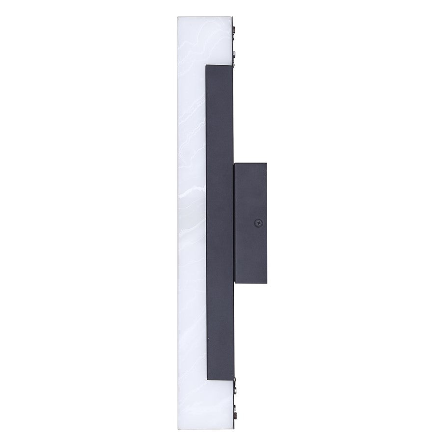 Canarm Cam 6in 1-Light Outdoor Wall Lantern | Modern Black Steel and Marbled Resin | Patios & Entryways | 6 x 4.75 x 17.75 in | Model LOL727BK