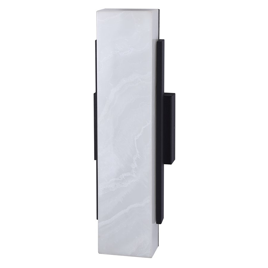 Canarm Cam 6in 1-Light Outdoor Wall Lantern | Modern Black Steel and Marbled Resin | Patios & Entryways | 6 x 4.75 x 17.75 in | Model LOL727BK