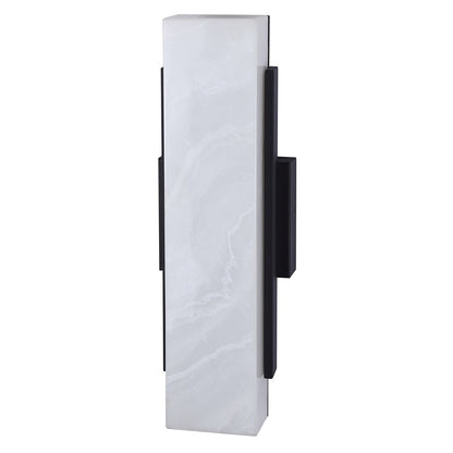 Canarm Cam 6in 1-Light Outdoor Wall Lantern | Modern Black Steel and Marbled Resin | Patios & Entryways | 6 x 4.75 x 17.75 in | Model LOL727BK