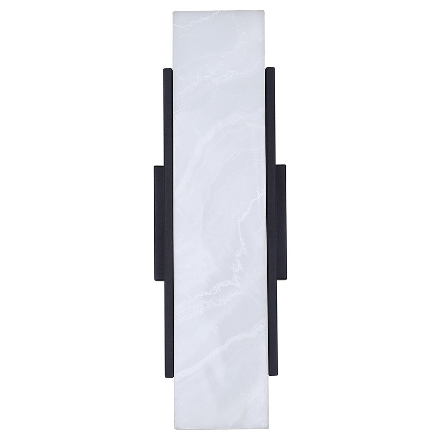 Canarm Cam 6in 1-Light Outdoor Wall Lantern | Modern Black Steel and Marbled Resin | Patios & Entryways | 6 x 4.75 x 17.75 in | Model LOL727BK