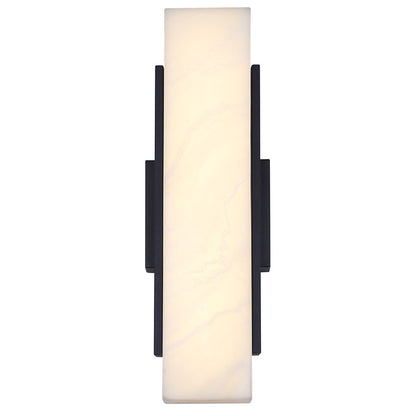 Canarm Cam 6in 1-Light Outdoor Wall Lantern | Modern Black Steel and Marbled Resin | Patios & Entryways | 6 x 4.75 x 17.75 in | Model LOL727BK