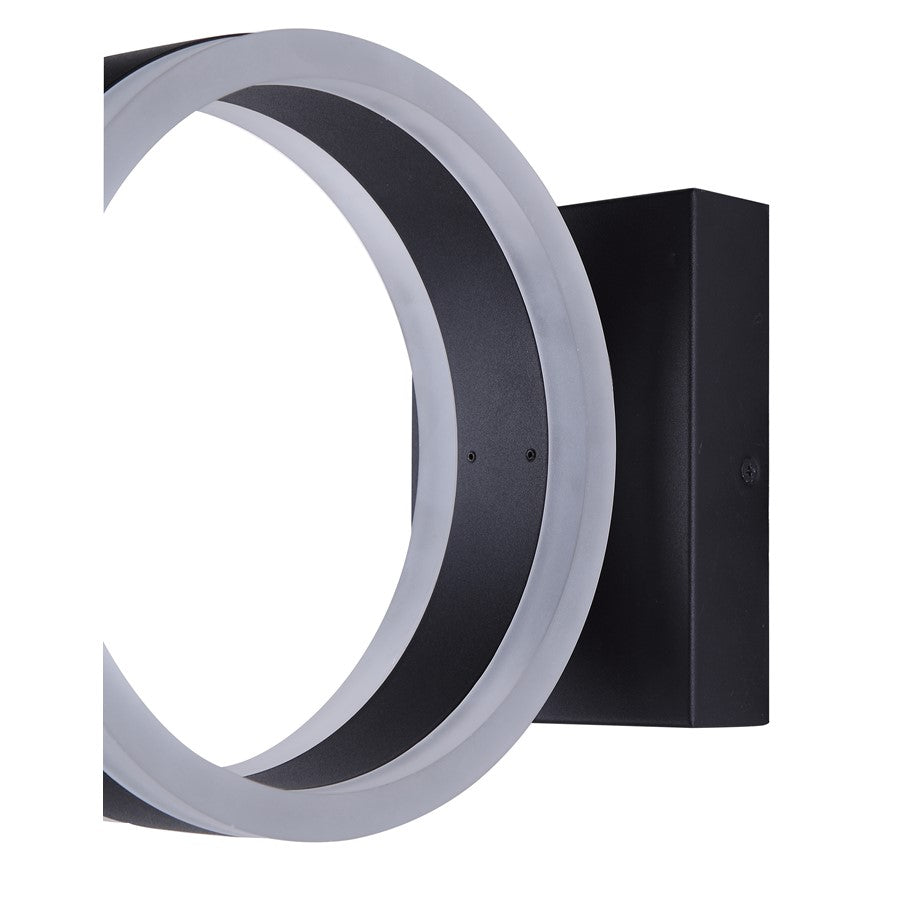 Canarm Franco 4in 1-Light Outdoor Wall Lantern | Modern Black Steel & Aluminum | Porches & Entryways | 4.375 x 9.5 x 7.875 in | Model LOL736BK