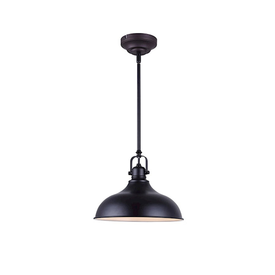 Canarm Sussex 12in 1-Light LED Pendant | Matte Black Steel | Kitchen Island & Dining Room | 12 x 61 in | Model LPL103A01BK
