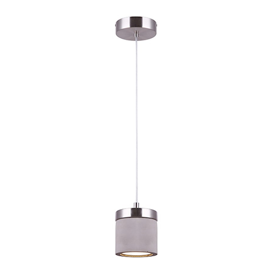 Canarm Cohen 1-Light 5.12in LED Pendant | Brushed Nickel Metal and Cement | Kitchen Island & Dining Room | 5.12 x 9.5 in | Model LPL158A01BN5