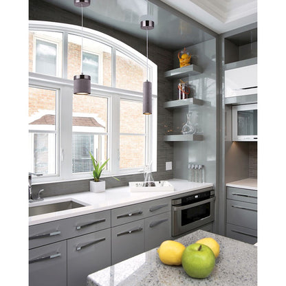 Canarm Cohen 1-Light 5.12in LED Pendant | Brushed Nickel Metal and Cement | Kitchen Island & Dining Room | 5.12 x 9.5 in | Model LPL158A01BN5