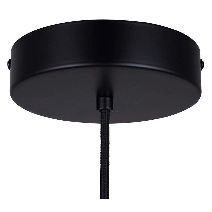 Canarm Kelvin 15in 1-Light LED Pendant | Mid-Century Matte Black and Gold Opal Glass | Kitchen Island & Dining Room | 12-72in H | Model LPL287A01BKG