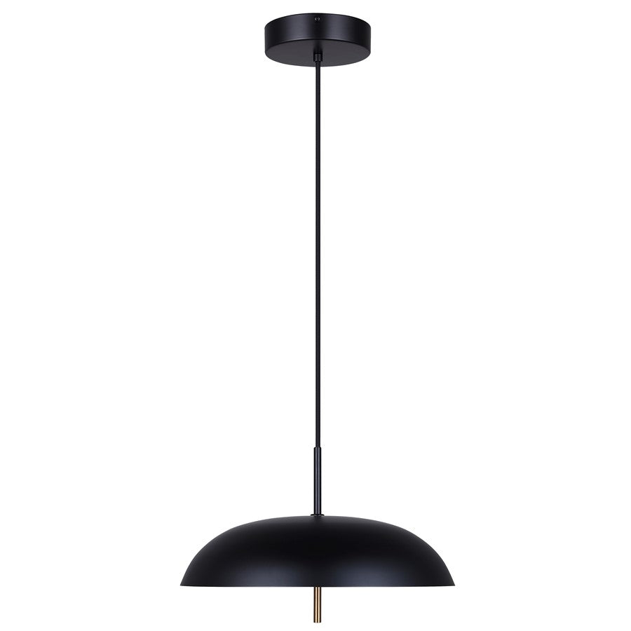 Canarm Kelvin 15in 1-Light LED Pendant | Mid-Century Matte Black and Gold Opal Glass | Kitchen Island & Dining Room | 12-72in H | Model LPL287A01BKG