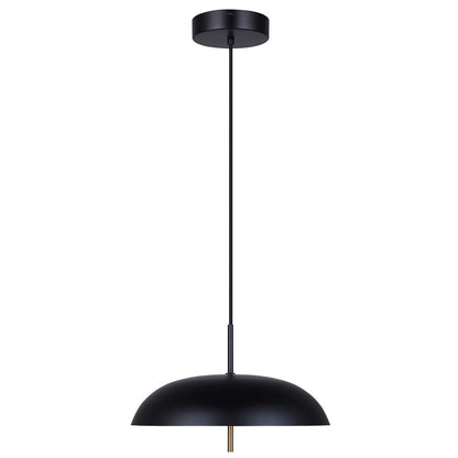 Canarm Kelvin 15in 1-Light LED Pendant | Mid-Century Matte Black and Gold Opal Glass | Kitchen Island & Dining Room | 12-72in H | Model LPL287A01BKG