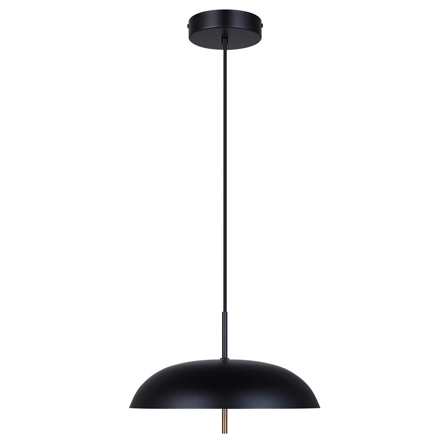 Canarm Kelvin 15in 1-Light LED Pendant | Mid-Century Matte Black and Gold Opal Glass | Kitchen Island & Dining Room | 12-72in H | Model LPL287A01BKG