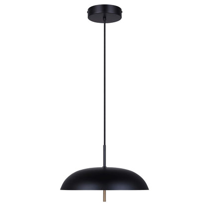 Canarm Kelvin 15in 1-Light LED Pendant | Mid-Century Matte Black and Gold Opal Glass | Kitchen Island & Dining Room | 12-72in H | Model LPL287A01BKG