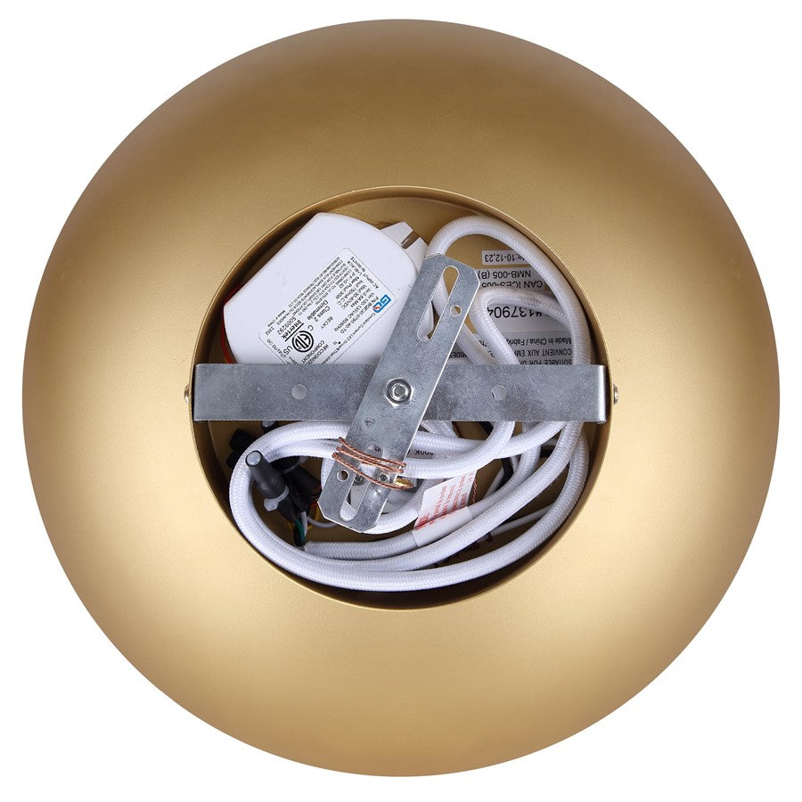 Canarm Kelvin 15in 1-Light LED Pendant | Mid-Century Gold and Opal Glass | Kitchen Island & Dining Room | 12-72in H | Model LPL287A01PGD