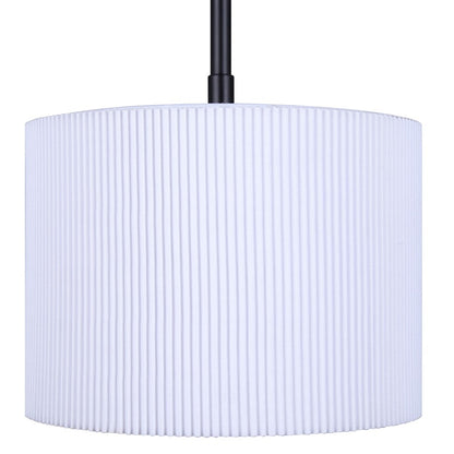 Canarm Carmynn 8in 1-Light LED Pendant | Modern Matte Black and White Ribbed Fabric Shade | Kitchen Island & Dining Room | Model LPL288A01BK