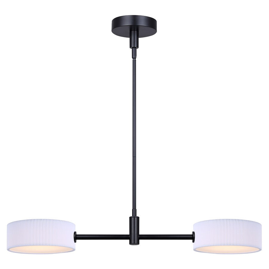 Canarm Carmynn 30in 2-Light LED Pendant | Modern Matte Black and White Ribbed Fabric Shade | Kitchen Island & Dining Room | Model LPL288A02BK