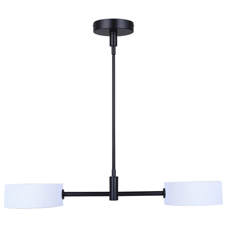 Canarm Carmynn 30in 2-Light LED Pendant | Modern Matte Black and White Ribbed Fabric Shade | Kitchen Island & Dining Room | Model LPL288A02BK