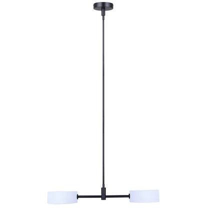 Canarm Carmynn 30in 2-Light LED Pendant | Modern Matte Black and White Ribbed Fabric Shade | Kitchen Island & Dining Room | Model LPL288A02BK