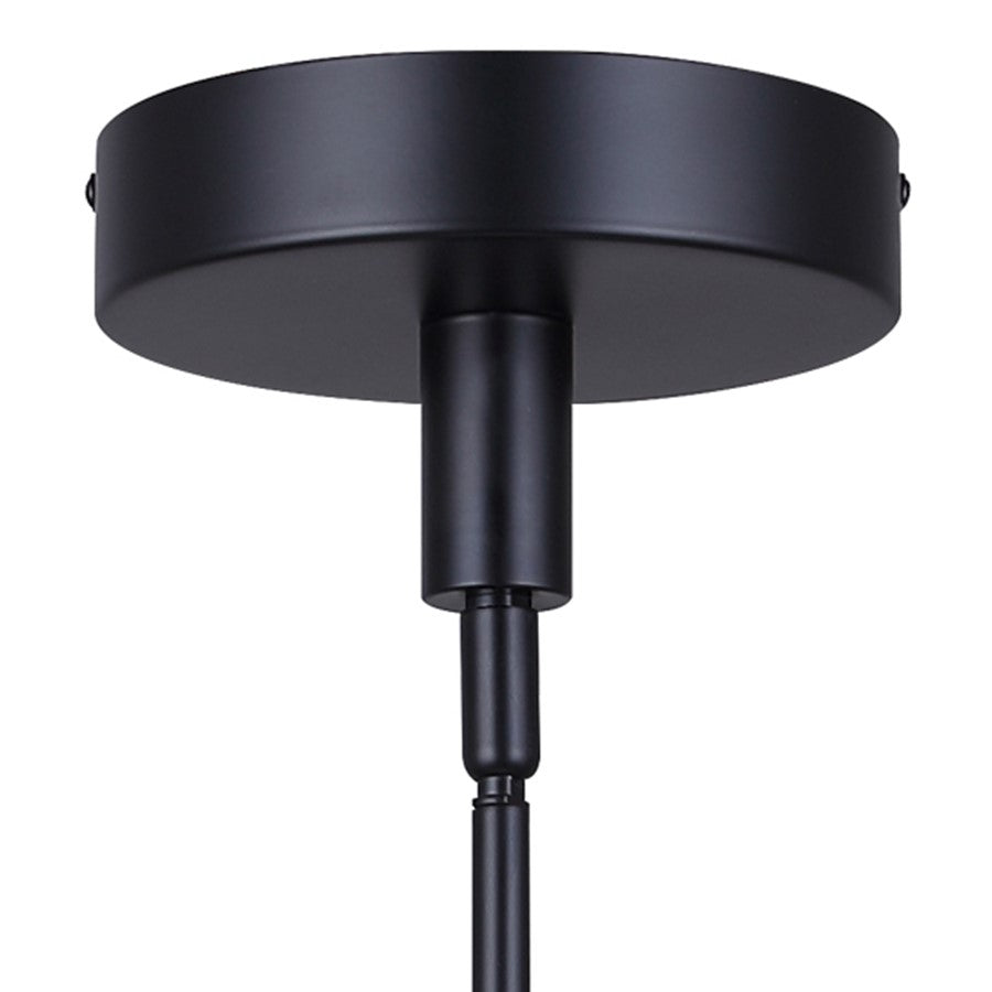 Canarm Carmynn 30in 2-Light LED Pendant | Modern Matte Black and White Ribbed Fabric Shade | Kitchen Island & Dining Room | Model LPL288A02BK