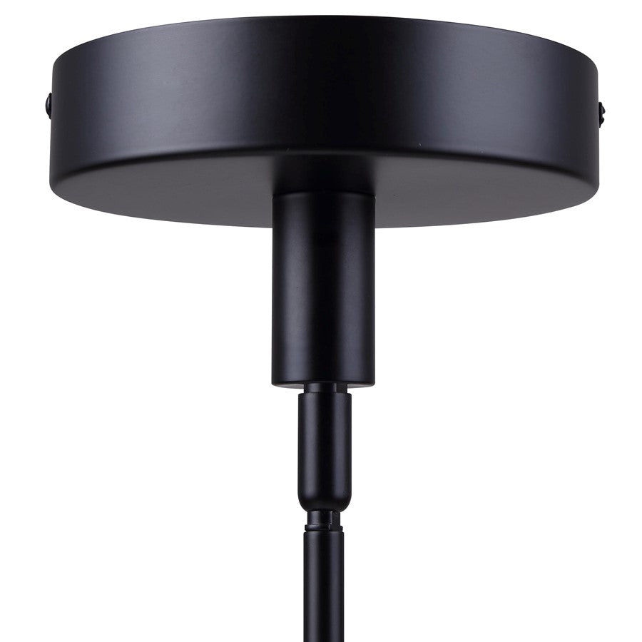 Canarm Carmynn 36in 3-Light LED Pendant | Matte Black and White Ribbed Fabric Shade | Kitchen Island & Dining Room | Model LPL288A03BK